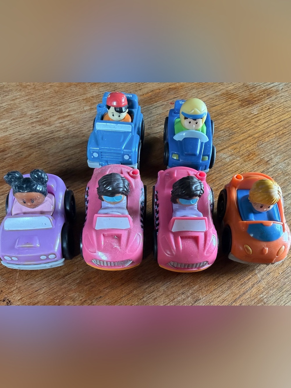 Lot of Six Fisher Price Little People Wheelies